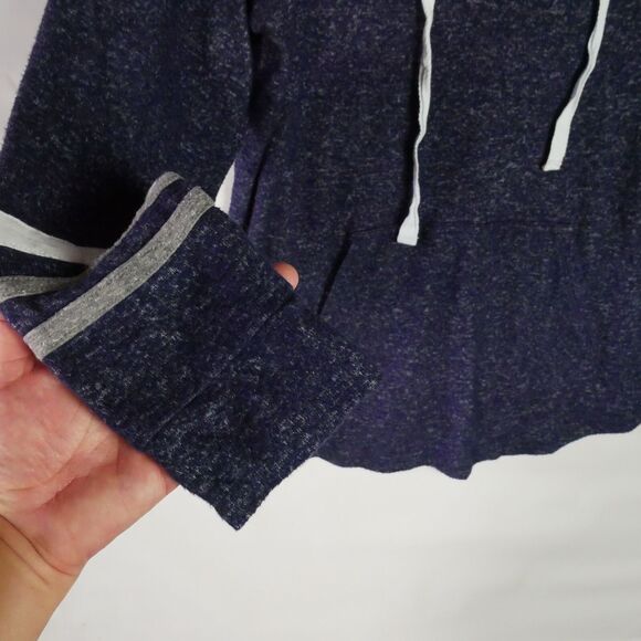 Market & Spruce Womens Size L Hoodie Navy Soft Knit Drawstrng Pullover Pockets - Picture 6 of 13